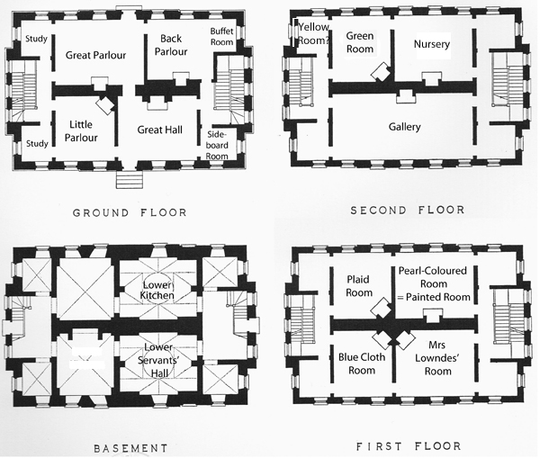 Plan of 4 floors of Winslow Hall
